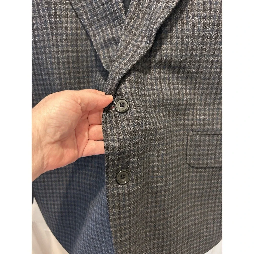 Oscar de la Renta Mens Tailored Blazer 46R Houndstooth Wool‎ Blend Classic